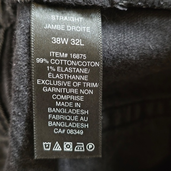 Men's Black Washed Straight Denim Jeans - 38x32 - Picture 6 of 7